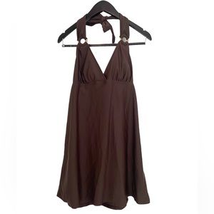 Simply Swim Brown Swim Coverup Halter Dress Size 12